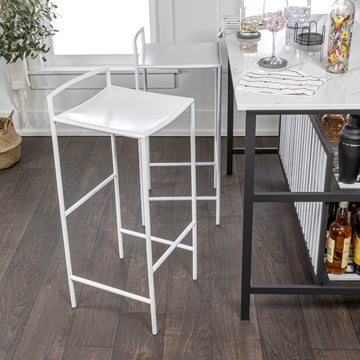 Svelte 30" Coastal Contemporary Iron Saddle-Seat Low-Back Bar Stool with Foot Rest - JONATHAN Y